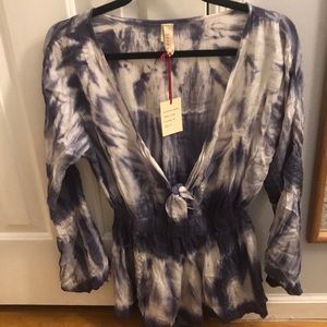 RAGA blue and white the dye romper